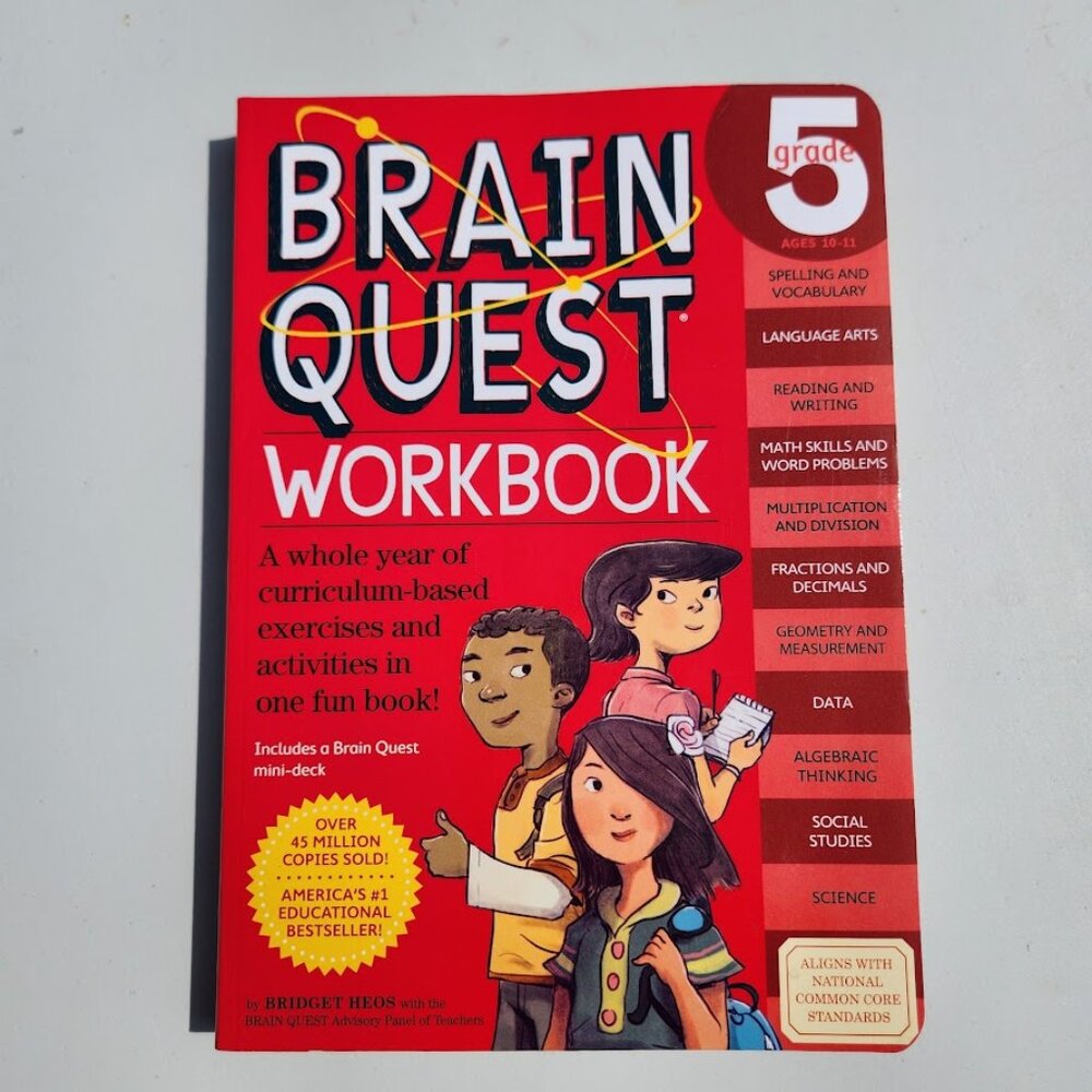 NEW Brain Quest Workbook Grade 5 5th Grade Book Paperback ‏ 320Stocking stuffer